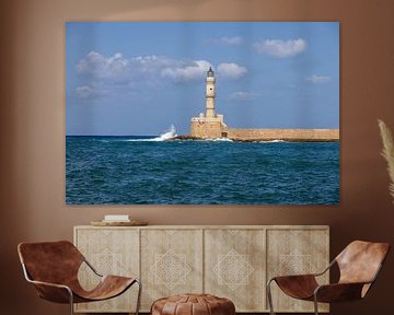 Historic lighthouse of Chania on Crete in summer, Greece by Andreas Freund