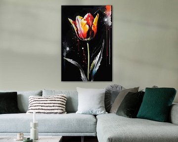 Tulp met kleurexplosie... van Ans Bastiaanssen