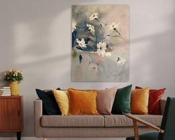 Bloemen modern en abstract in pastelkleuren van Japandi Art Studio