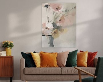 Fleurs modernes et abstraites dans des couleurs pastel sur Japandi Art Studio