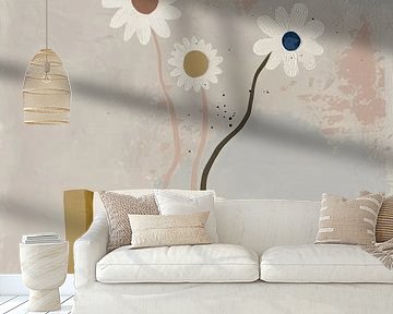 Still life with flowers in pastel colours by Japandi Art Studio