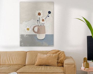 Still life with flowers in pastel colours by Japandi Art Studio