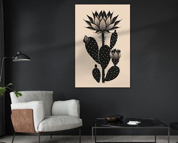 Fleur de cactus noire minimale sur haroulita