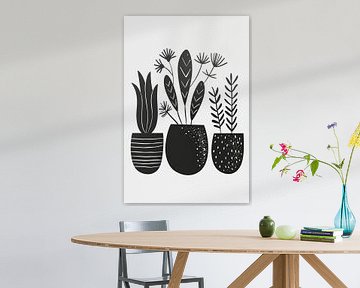 Plantes noires dans le pot sur haroulita