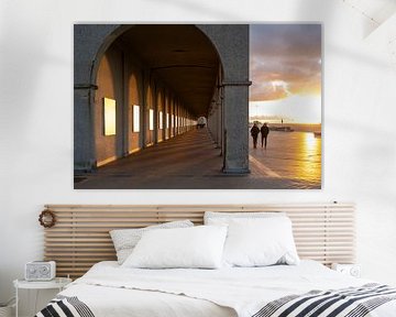 Sonnenuntergang Ostende Boulevard mit Galerie von Jan Willem de Groot Photography