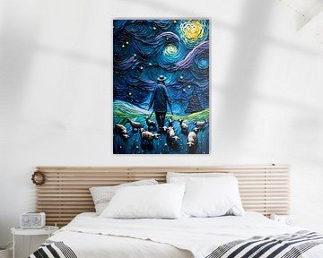 Farmer and his sheep by Pop Gabrini