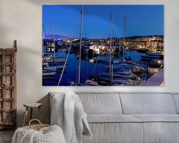 View over the marina Port Grimaud in France in spring with yachts in the evening by Andreas Freund