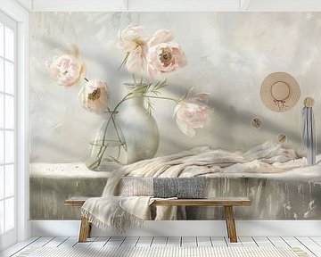 Japandi-Stillleben in Pastellfarben von Japandi Art Studio