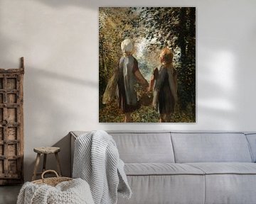 Pierre Auguste Renoir en de twee kleine meisje van Jozef Israels van Digital Art Studio