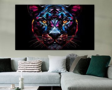 Abstracte zwarte panter kleurrijk panorama van TheXclusive Art