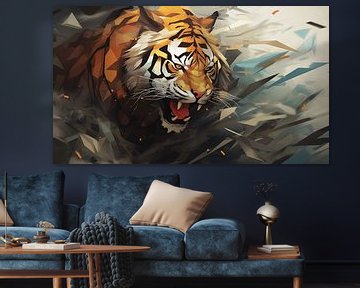 Panorama eines angreifenden Tigers von The Xclusive Art