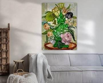 Groene tulpenvaas van Tanja Koelemij