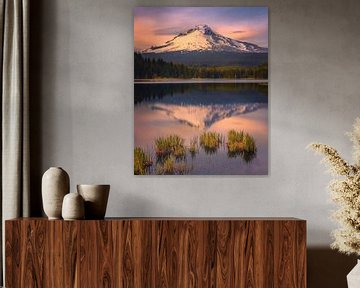 Zonsondergang bij Mount Hood, Oregon van Henk Meijer Photography