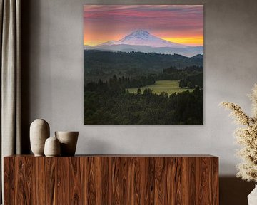 Zonsopkomst bij Mount Hood, Oregon van Henk Meijer Photography