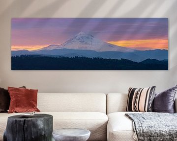 Panorama van een zonsopkomst bij Mount Hood, Oregon van Henk Meijer Photography