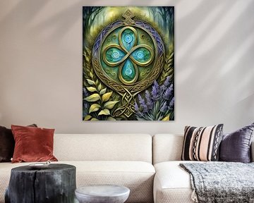Symbole celtique avec lavande et sauge sur Betty Maria Digital Art