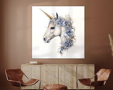 Licorne en bleu de Delft sur Lauri Creates