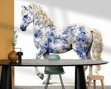 Märchenhaftes Pferd in Delfter Blau von Lauri Creates
