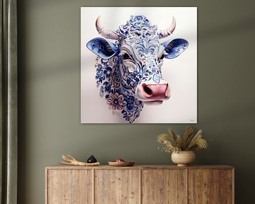 Kuh in Delfter Blau von Lauri Creates