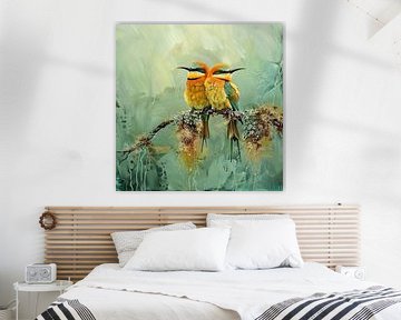 Zwei Bienenfresser auf einem Ast von Lauri Creates
