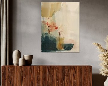 Abstract stilleven in warme kleuren, Japandi stijl van Japandi Art Studio