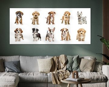 Puppies standing isolated on a white background, cut out by Animaflora PicsStock