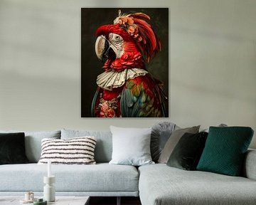 Papagaai Portret van But First Framing