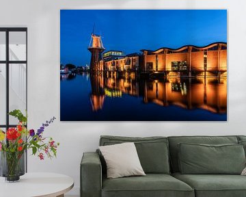 Windmill de Nolet in Schiedam in the blue hour