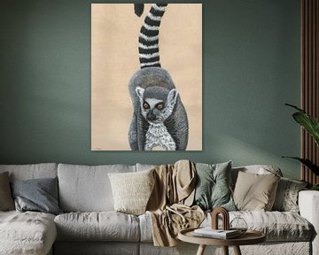 Catta, Lemur catta van Helga Pohlen - ThingArt