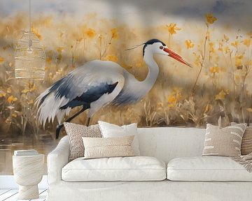 De kraanvogel aquarel van Jolique Arte