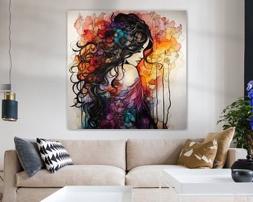Frau mit Blumen im Haar