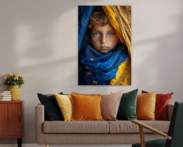 portrait with colours of the Ukrainian flag by Egon Zitter