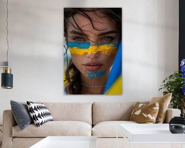 Portrait de l'IA aux couleurs du drapeau ukrainien sur Egon Zitter