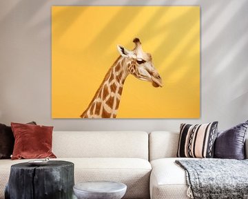 Zonnige Giraffe - Portret in Monochroom Amber van Eva Lee