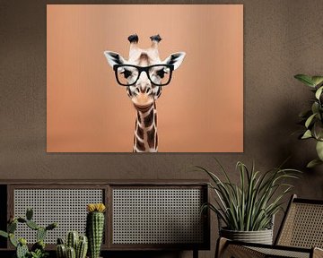 Intelligent Gaze - Portrait d'une girafe avec des lunettes de protection sur Eva Lee