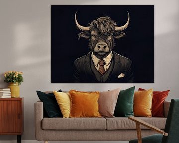 Distinguished Bovine - Een Portret in Pak van Eva Lee