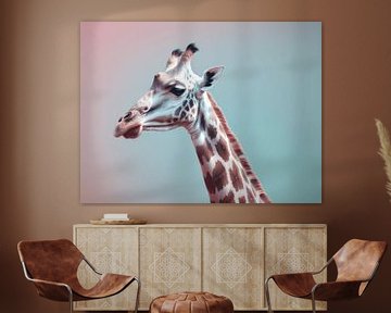 Pastelkleurige Elegance - Giraffenportret - giraff van Eva Lee