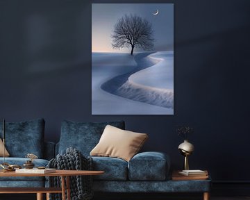 Maanlicht, winterlandschap van fernlichtsicht