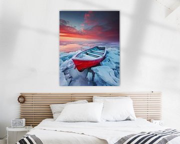 Eenzame boot, ijsschotsen van fernlichtsicht