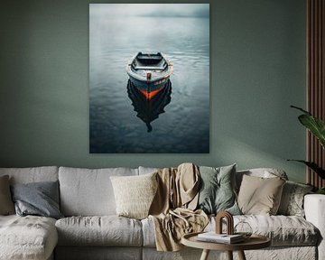 Goldene Stunde, einsames Boot