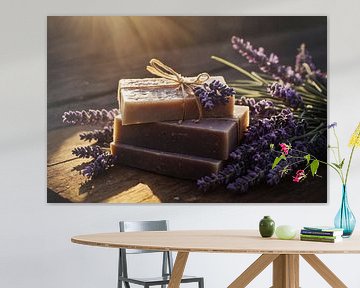 Lavender and lavender soap in the morning light by Jan Bouma