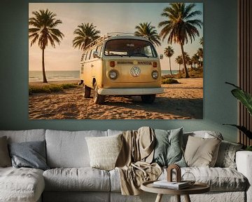 Oude VW camper op het strand van Jan Bouma