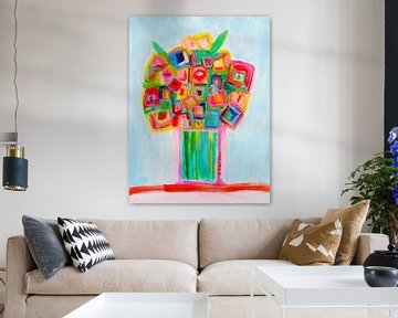 Abstract schilderij Flowers in Love. van Danielle Ducheine