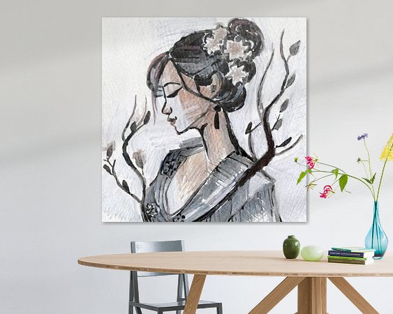 Voorbeeld van het werk in een kamer