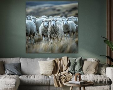 Flock of sheep in a meadow by The Xclusive Art