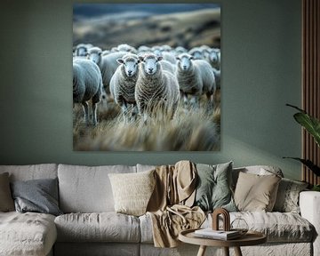 Kudde schapen in een weiland van TheXclusive Art
