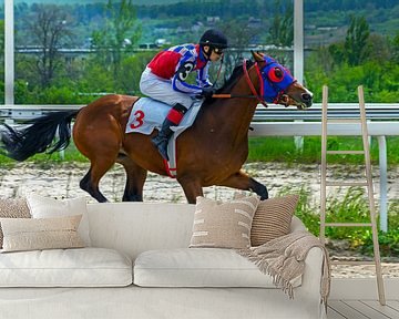 De finish van de paardenrace. van Mikhail Pogosov