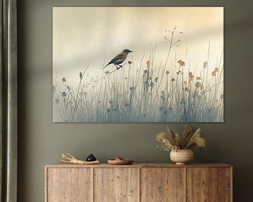 Een Vogel op Zacht Gras van Karina Brouwer