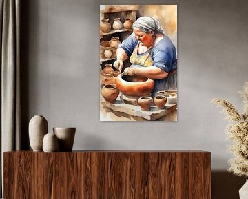 Sociable lady enjoys pottery by De gezellige Dames