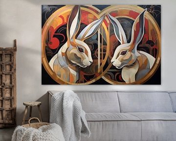 Painting Abstract Rabbits by ARTEO Paintings